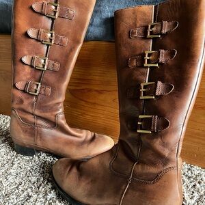 Ecco Brown Leather Buckle Boots